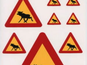 Swedish Made in Sweden Scandinavian Moose Crossing Decals Set/8