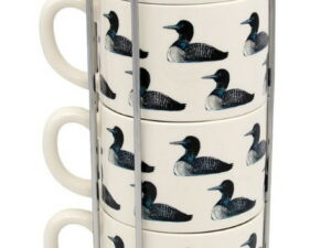Oversized 14 Oz Stacking Mug Set Loon Lake Cottage Cabin Decor Loons