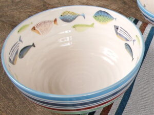 Fishing Cabin Decor Fish Tales Fishing Theme Ceramic 8" Large Serving Bowl