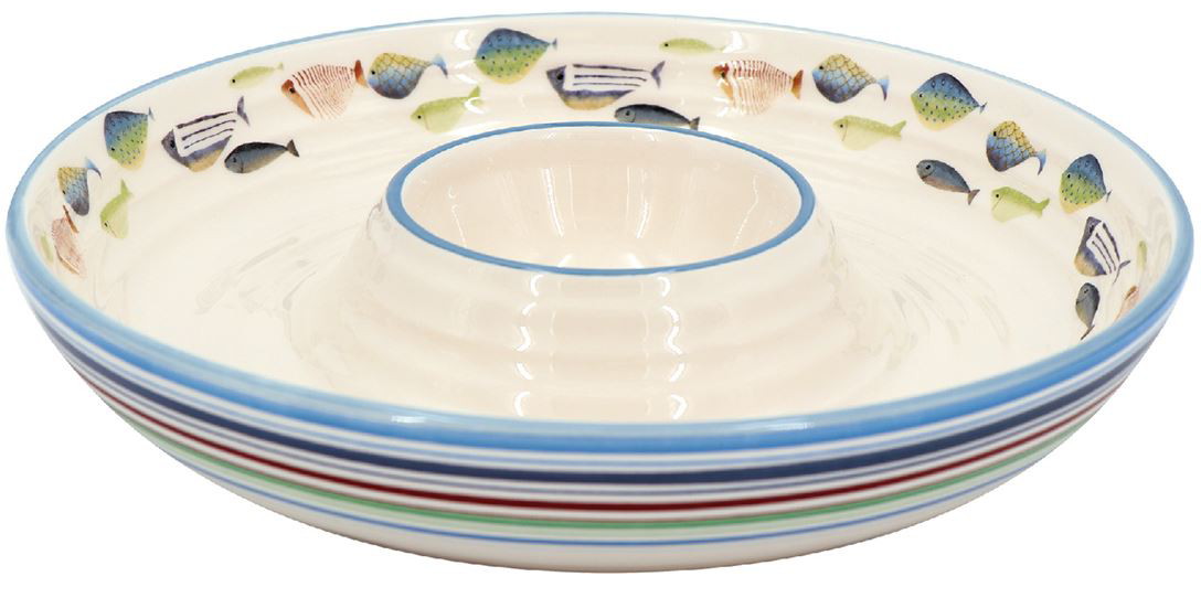 Fishing Cabin Decor Fish Tales Fishing Theme Ceramic Chip Dip Platter