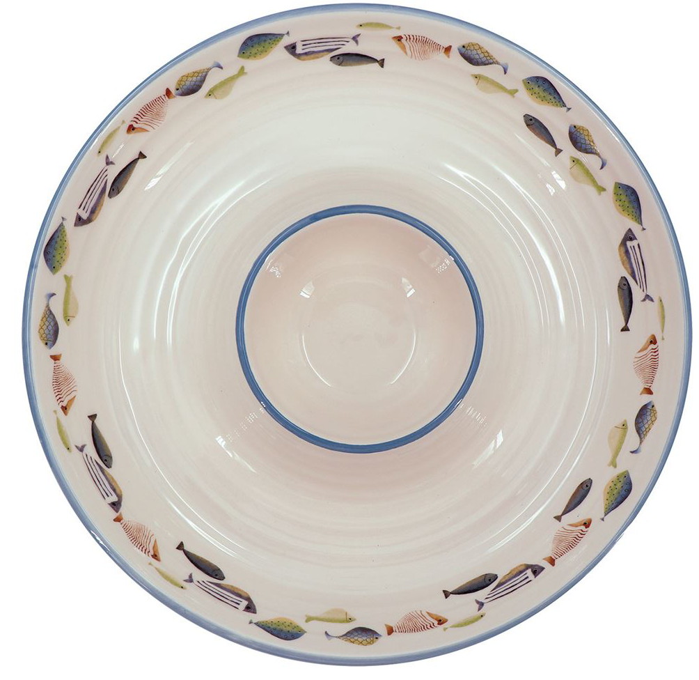 Fishing Cabin Decor Fish Tales Fishing Theme Ceramic Chip Dip Platter - Image 2