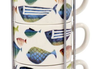 Fishing Cabin Decor Fish Tales Fishing Theme Stacking Ceramic Oversized Mug Set