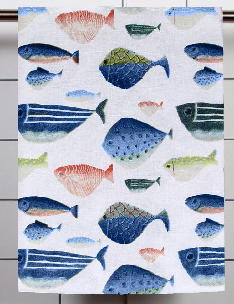 Fishing Cabin Decor Fish Tales Cotton Oversized Dish Towel
