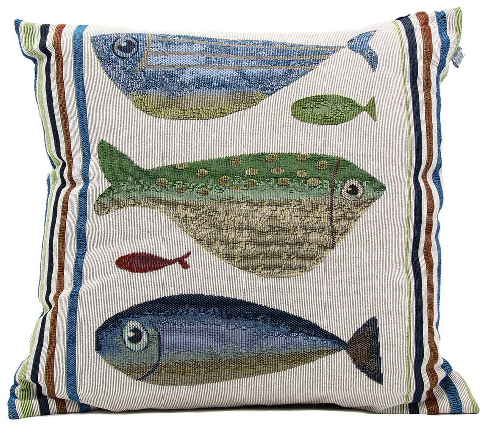 Fishing Cabin Decor Fish Tales Woven Plump Throw Pillow