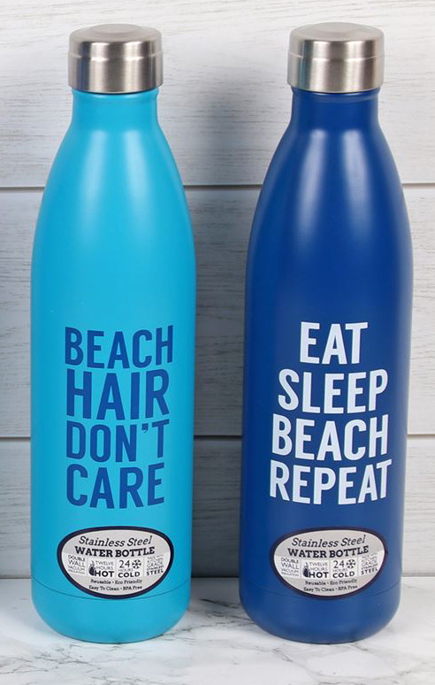 Stainless Insulated 25 oz Reusable Beverage Bottle Drink Beach Sayings for Boat Pool, Moose-R-Us.Com Log Cabin Decor