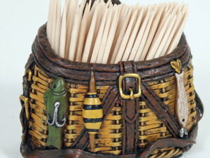 Fishing Creel Basket Toothpick Holder Fish Decor