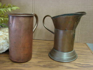 Vintage Primitive Solid Copper Flared Rim and Base Spout Pitcher 1 L