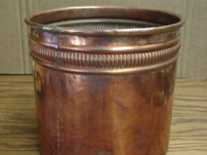 Straight Sided Copper Basket Planter with Rope Rim