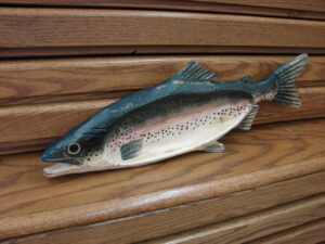 Wood Carved Trout Platter Plate Bowl Cabin Decor Centerpiece