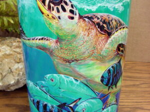 Underwater Ocean Theme Sea Turtle Guy Harvey Tin Waste Basket Trash Can