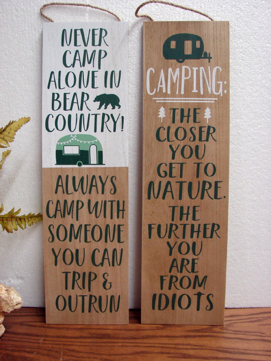 Camper Themed Wall Sign Campfire Camping Bear Marshmallow, Moose-R-Us.Com Log Cabin Decor