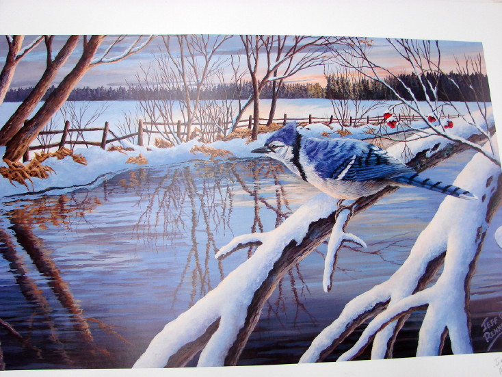 Jeff Renner Wildlife Art Wood Duck Chickadee Nuthatch Blue Jay Artwork, Moose-R-Us.Com Log Cabin Decor