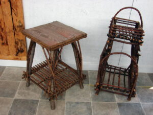 Rustic Vintage Adirondack Bent Twig Branch End Occasional Table