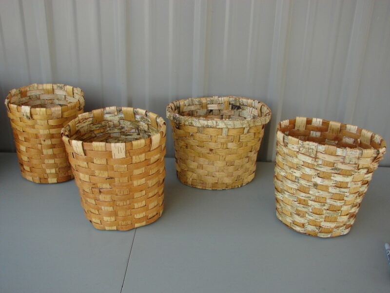 Authentic Native American Indian Birch Bark Vase Woven Baskets One of a Kind, Moose-R-Us.Com Log Cabin Decor