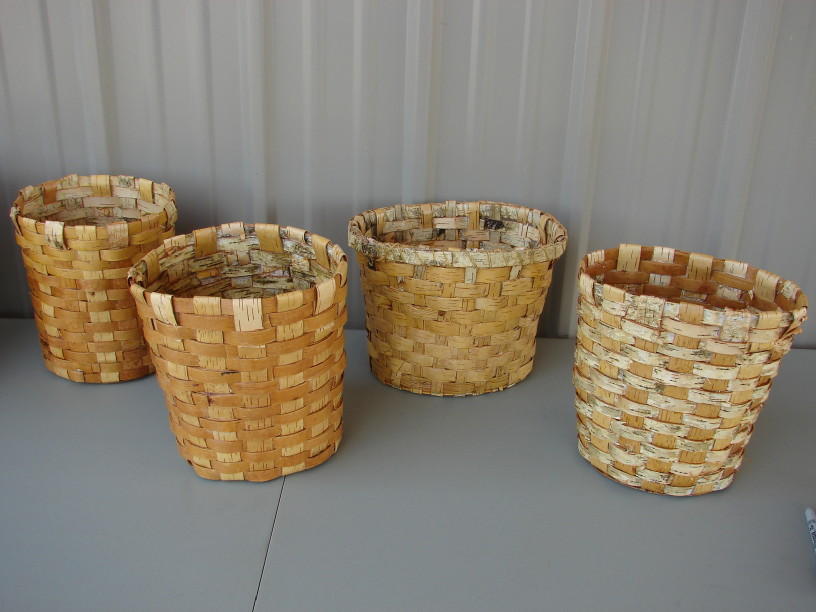 Authentic Native American Indian Birch Bark Handled High Berry Basket