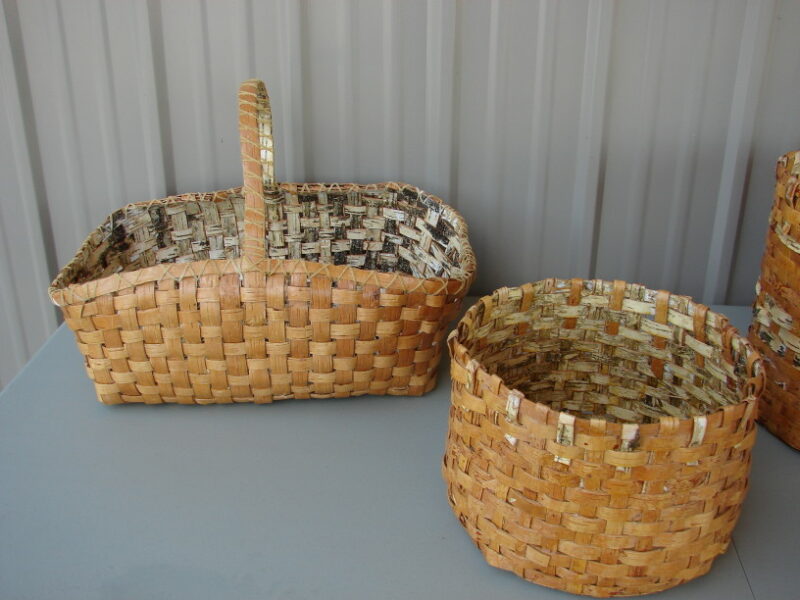 Authentic Native American Indian Birch Bark Vase Woven Baskets One of a Kind, Moose-R-Us.Com Log Cabin Decor