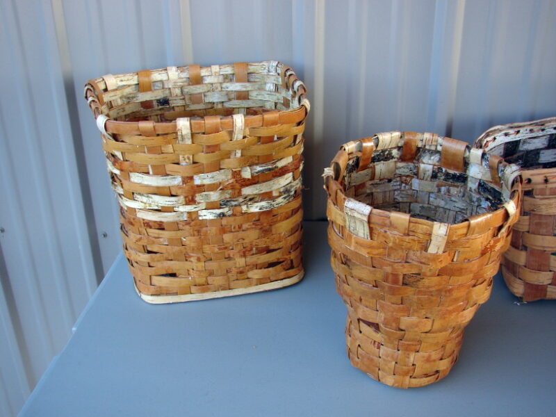 Authentic Native American Indian Birch Bark Vase Woven Baskets One of a Kind, Moose-R-Us.Com Log Cabin Decor