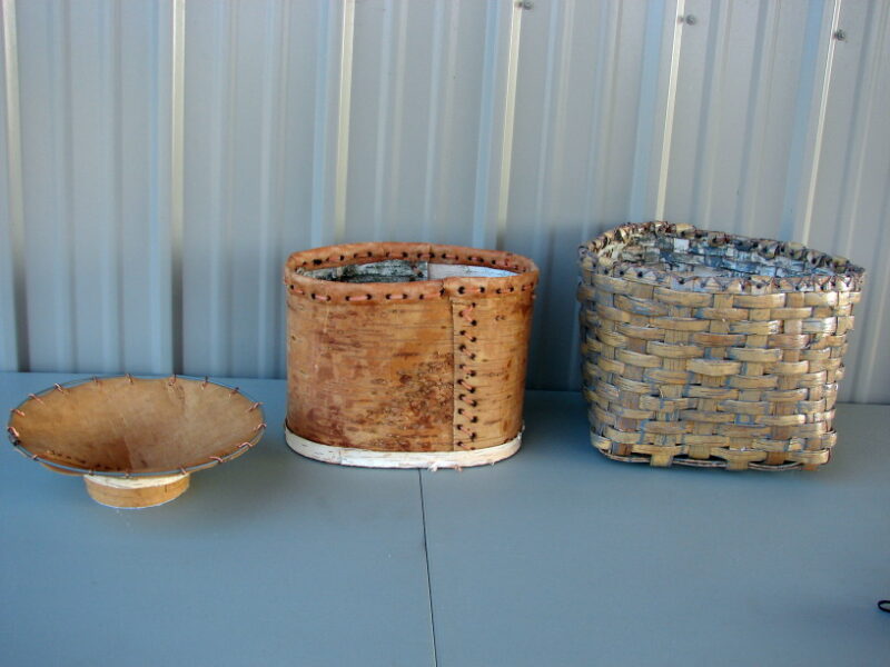 Authentic Native American Indian Birch Bark Vase Woven Baskets One of a Kind, Moose-R-Us.Com Log Cabin Decor
