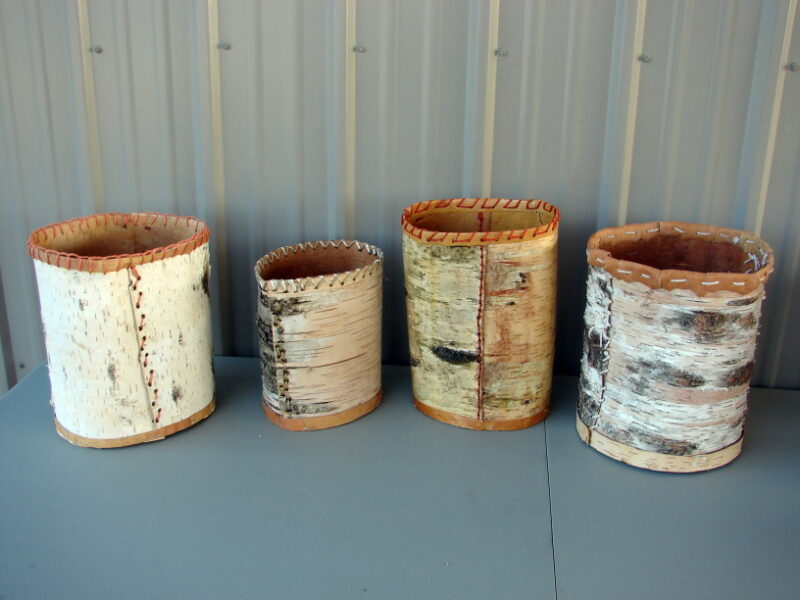 Authentic Native American Indian Birch Bark Vase Woven Baskets One of a Kind, Moose-R-Us.Com Log Cabin Decor