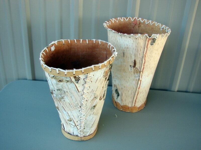 Authentic Native American Indian Birch Bark Vase Woven Baskets One of a Kind, Moose-R-Us.Com Log Cabin Decor