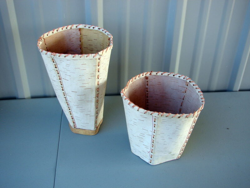 Authentic Native American Indian Birch Bark Vase Woven Baskets One of a Kind, Moose-R-Us.Com Log Cabin Decor