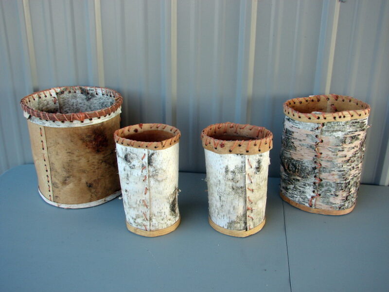 Authentic Native American Indian Birch Bark Vase Woven Baskets One of a Kind, Moose-R-Us.Com Log Cabin Decor