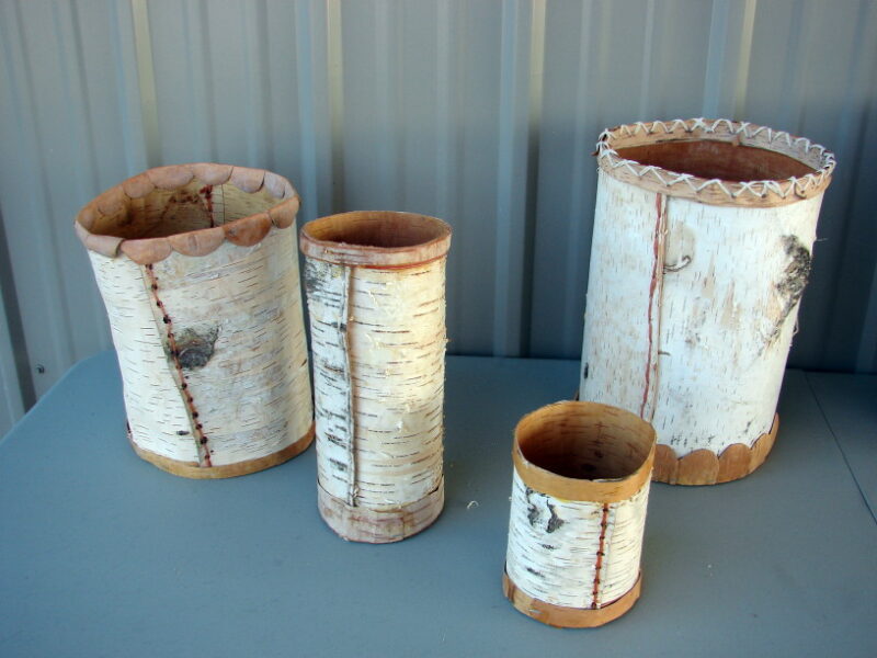 Authentic Native American Indian Birch Bark Vase Woven Baskets One of a Kind, Moose-R-Us.Com Log Cabin Decor