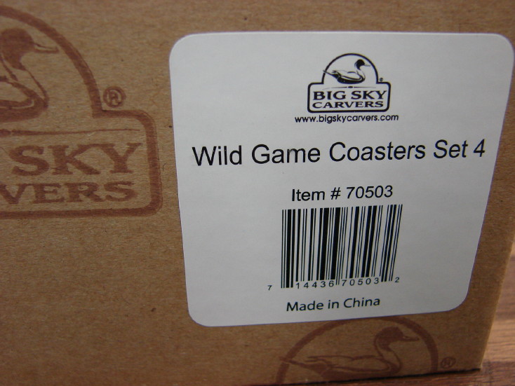 Big Sky Carvers Wild Game Boxed Set Coasters Bear Elk Deer Moose, Moose-R-Us.Com Log Cabin Decor