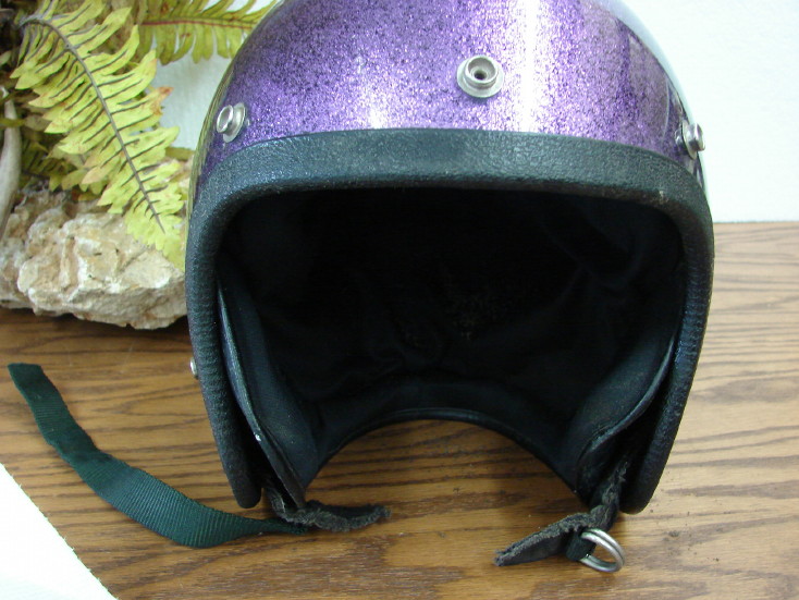 Vintage Snowmobile Motorcycle Purple Lavender Glitter Metal Flake Fleck Helmet w/ Box - Image 5