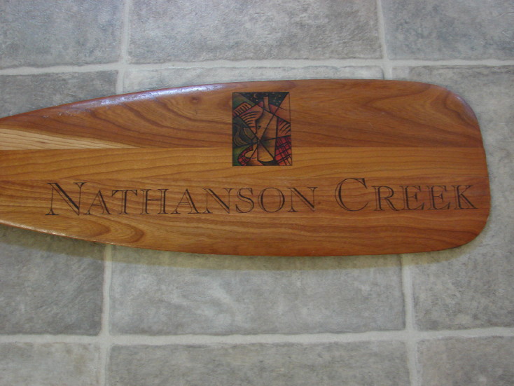 Unique Vintage Nathanson Creek Winery Wood Canoe Paddle, Moose-R-Us.Com Log Cabin Decor