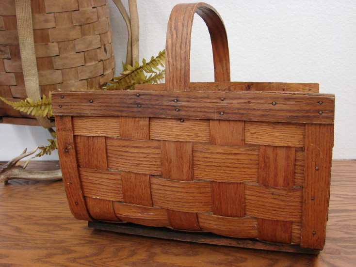 Antique Splint Wood Picnic Basket