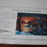 Ron Iverson Christmas Island Log Cabin Lake Sunset Snow Signed Numbered Print COA - Image 3
