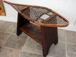 Unique Vintage Rawhide Wood Adirondack Snowshoe End Occasional Table Large