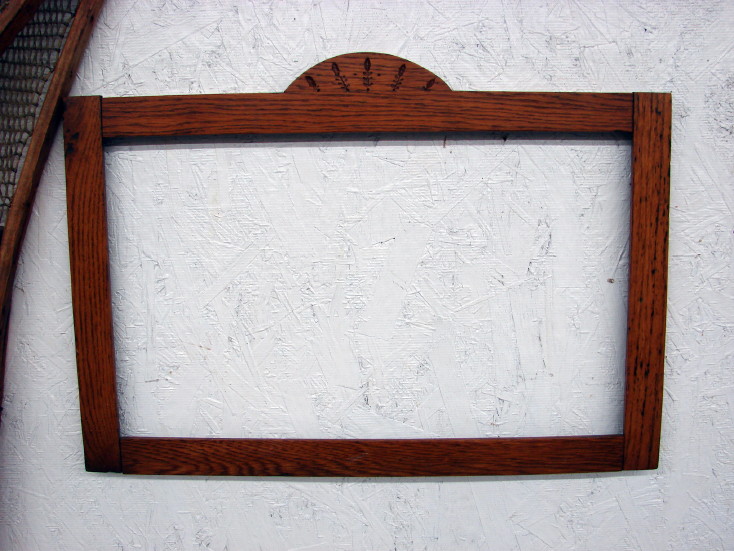 Antique Simple Spoon Carved Oak Picture Mirror Frame, Moose-R-Us.Com Log Cabin Decor