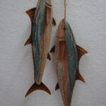 Fish Decor Stringer Wood Fishing Rusty Tin Fins Snook Black Fin Tuna