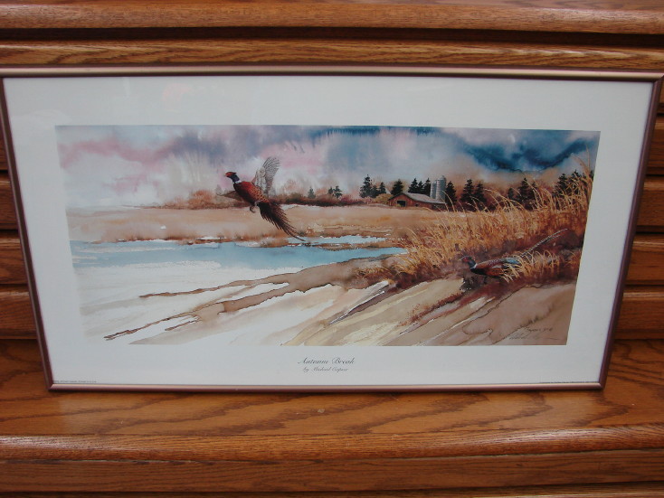 Michael Capser Framed Autumn Break Pheasant Print, Moose-R-Us.Com Log Cabin Decor