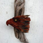 Red Cedar Juniper Wood Hand Carved Eagle Head Wall Hanging - Image 5