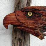 Red Cedar Juniper Wood Hand Carved Eagle Head Wall Hanging