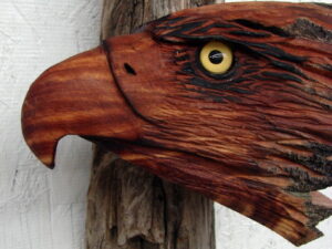 Red Cedar Juniper Wood Hand Carved Eagle Head Wall Hanging