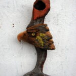 Red Cedar Juniper Wood Hand Carved Eagle Head Wall Hanging - Image 3