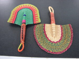 Ghana West Africa Elephant Grass Woven Hand Fan Colorful Art Tornado Air