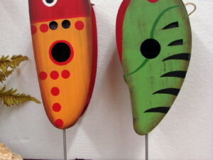 Cabin Lake Theme Fishing Lure Birdhouse Hanging Bird House