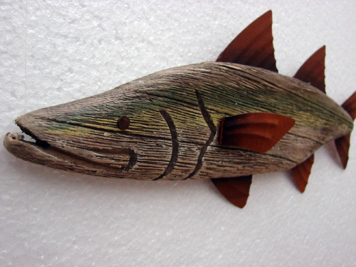 Fish Decor Stringer Wood Fishing Rusty Tin Fins Snook Black Fin Tuna, Moose-R-Us.Com Log Cabin Decor