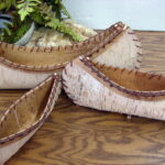 Birch Bark Canoe Log Cabin Rustic Cabin Decor Canoes Set/3
