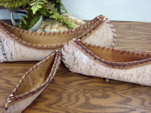 Birch Bark Canoe Log Cabin Rustic Cabin Decor Canoes Set/3