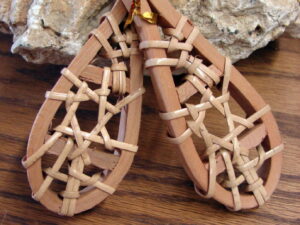 Miniature Traditional Wood Snowshoe Pair Ornament 4" Long