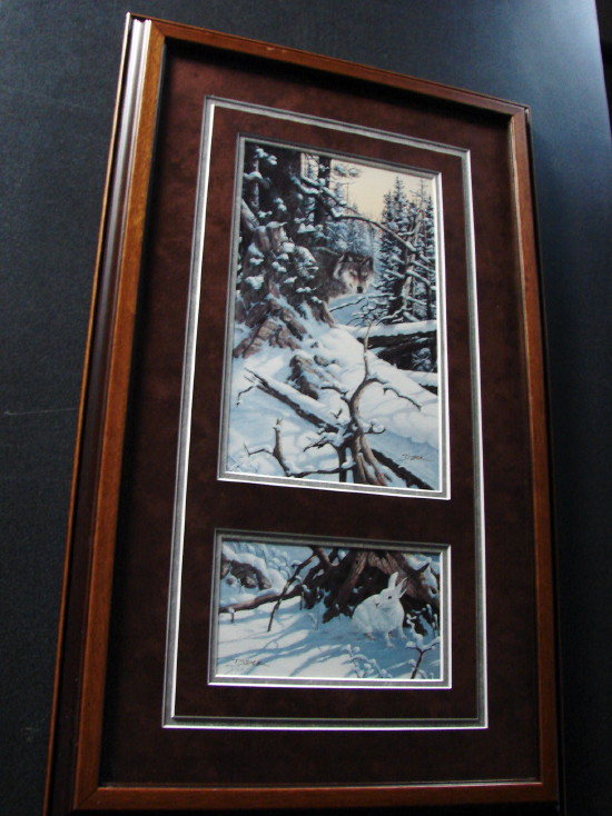 Derk Hansen Framed Eyes of the Wild Wolf Hare Artwork, Moose-R-Us.Com Log Cabin Decor