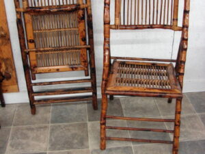 Tropical Foldup Wood Bamboo Chair Set of Two Wooden Folding Chairs