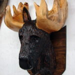 Wood Carved Trophy Chainsaw Carving Buffalo Moose Head Wall Display - Image 2