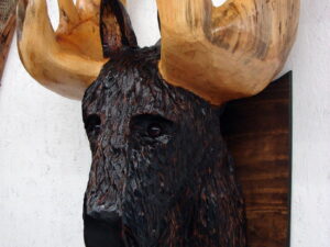 Wood Carved Trophy Chainsaw Carving Moose Head Wall Display
